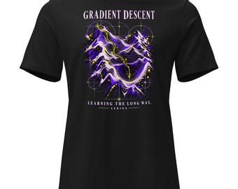 Women's Topographic Map Graphic T-Shirt: Gradient Descent Relaxed Fit Art