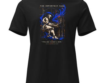 Women's Robot Piano Graphic T-Shirt: The Imperfect Take Relaxed Fit
