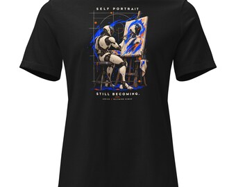 Women's Robot Self Portrait Graphic T-Shirt: AI Artist, Relaxed Fit