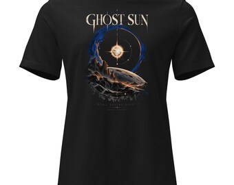 Women's Space Landscape Graphic T-Shirt: Ghost Sun Relaxed Fit Celestial Art