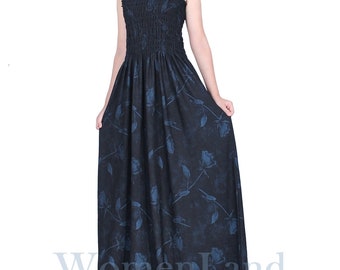 Women Plus Size Floor Length Clothing Evening Party Bridal Wedding Bridesmaids Guests Prom Elegant Gown Feminine Black Maxi Blue Floral Dres