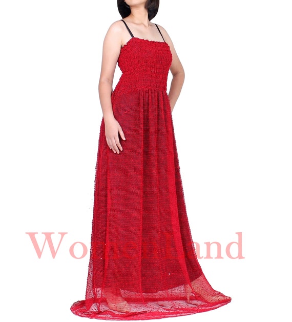 red chequered dress