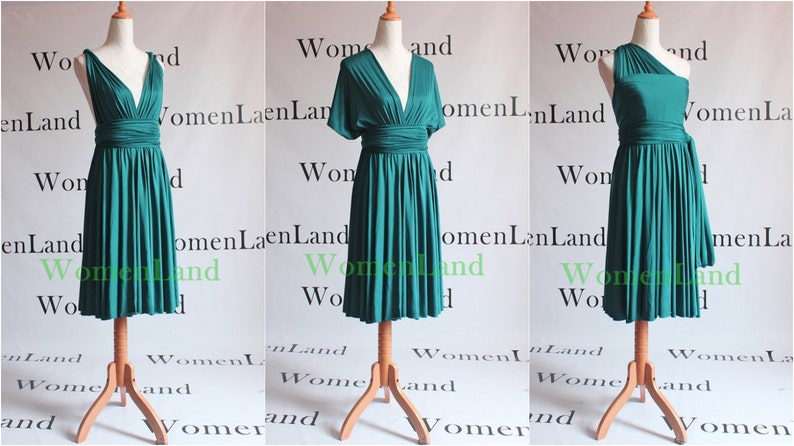 Knee Length Infinity Dress Convertible Dark Teal Green Woman Wedding Party Bridesmaid Tailor Made Generic Size Women Short Cocktail Dresses 