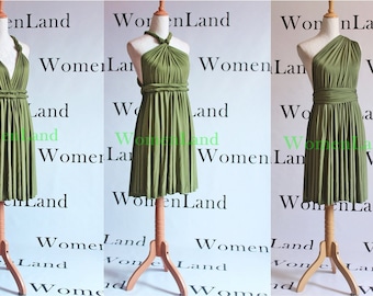 New Olive Knee Length Infinity Dress Convertible Woman Dress Bridesmaid Dress Tailor Made Plus Size Women Cocktail Party Short Dresses