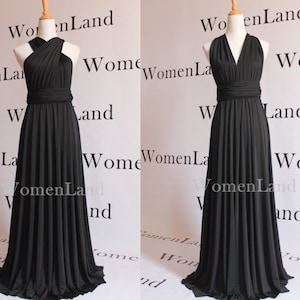 WomenLand Elegant Party Wear Full Length Black Infinity Convertible Dress Evening Wedding Bridal Bridesmaid Women Bespoke Formal Dresses image 2