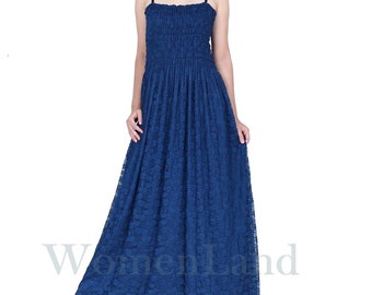 WomenLand: Women Plus Size Lace Clothings Bridal Wedding Party Bridesmaids Guest Prom Elegant Gown Feminine Navy Maxi Dresses XL 1X 2X 3X 4X