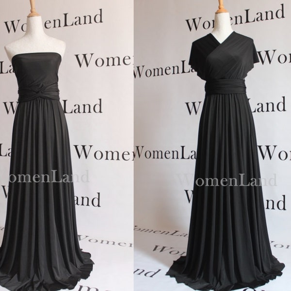 WomenLand Elegant Party Wear Full Length Black Infinity Convertible Dress Evening Wedding Bridal Bridesmaid Women Bespoke Formal Dresses