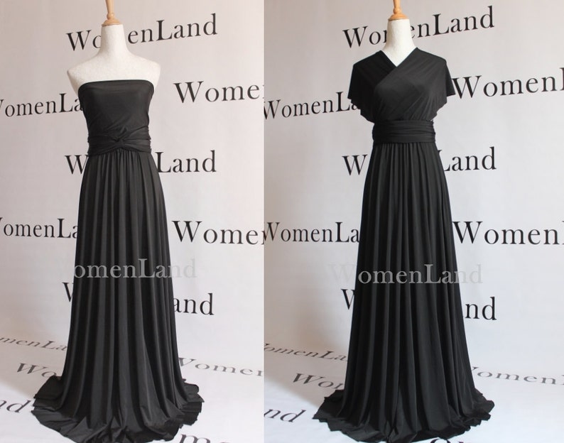 WomenLand Elegant Party Wear Full Length Black Infinity Convertible Dress Evening Wedding Bridal Bridesmaid Women Bespoke Formal Dresses image 1