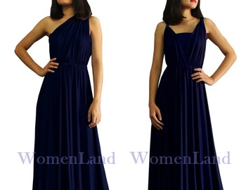 Navy Blue Knee Length Infinity Dress Woman Convertible Evening Wedding Bridesmaid Dress Tailor Made Plus Size Women Short Dresses