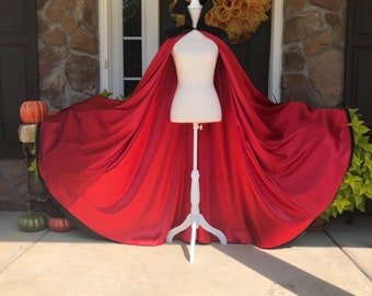 Halloween Vampire Dracula Costume | Red/Black Cape | Adult Cape | Men (S-XL) (One Size) | 100% Handmade | Ready to ship in 3 weeks