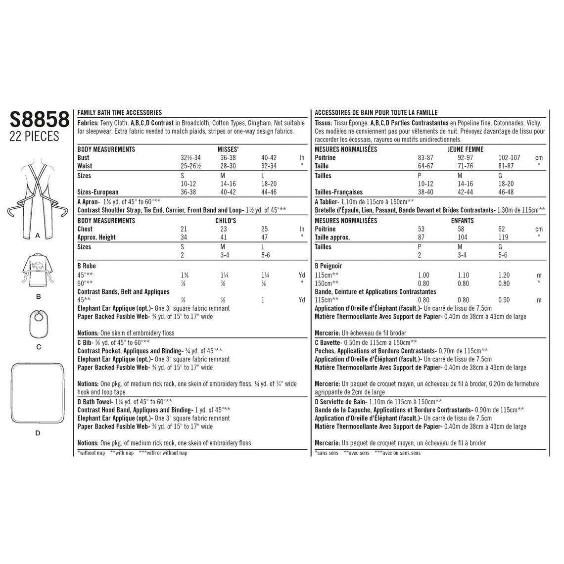 Simplicity Pattern S8858 Family Bathtime Accessories Etsy