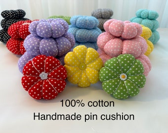 Handmade Flower Pin Cushion, 3 different sizes, Sewing, Quilting, 100% Cotton, many patterns available