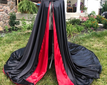 Halloween LONG CAPE | Red/Black | Multiple colors available | Adult Cape | One Size | 100% Handmade | Ships in 3 days | Free shipping