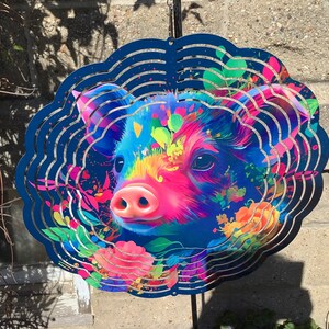 Rainbow Pig Wind Spinner