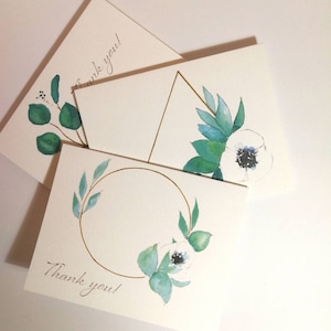 Pack de cartes " Merci » Anémone et Eucalyptus
