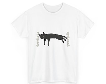 T-shirt met een zwevende, luie zwarte kat – Zwaartekracht is optioneel, grappig T-shirt met print (unisex)