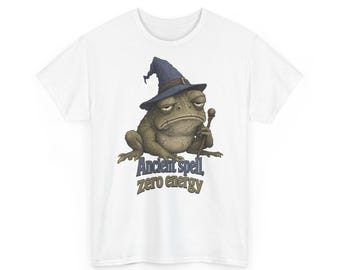 T-shirt met opdruk 'Versteende Kikker, Oud Gevoel' – Oude spreuk, nul energie, grappig Halloween-shirt (Unisex)
