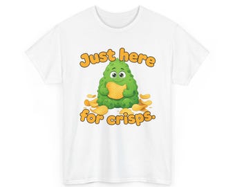 T-shirt met groene blob die snacks eet – Alleen hier voor chips, grappig T-shirt met print (unisex)
