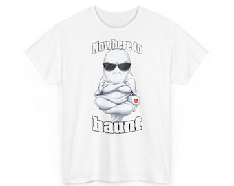 T-shirt met een chagrijnige geest die naar het weekendverkeer staart – Nergens om te spoken, grappig Halloween-shirt (unisex)
