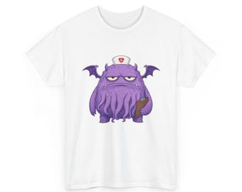 Niedliches, albernes Monster-T-Shirt mit gruseligem Gesicht – Nachtschichtstimmung, lustiges Halloween-T-Shirt mit Grafik (Unisex)
