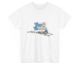 Faules Skelett lehnt Schnee ab T-Shirt – Zu viel zum Bewegen, lustiges Grafik-T-Shirt (Unisex)