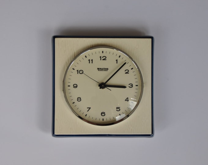 Vintage German Ceramic Wall Clock From MAUTHE . Cream and Dark Blue. Made in Germany. Etsy