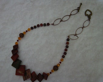 Red Jasper and Swarovski Crystal Necklace and Earing Set