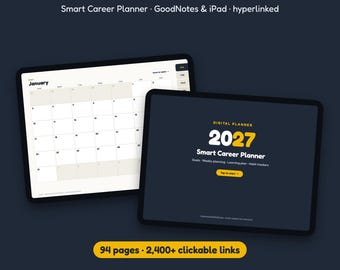 2027 Digital Planner for GoodNotes | Career & Goal Planner, Weekly Pages, Habit Tracker (iPad PDF)