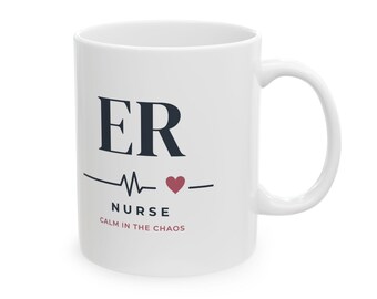 ER Nurse Mug | Calm in the Chaos, Heartbeat Design (11oz)