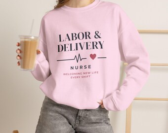 Labor and Delivery Nurse Sweatshirt, L and D Nurse Gift, Nurse Christmas Gift, Nursing Sweatshirt, Heartbeat Nurse Crewneck