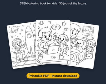 Malvorlagen für Kinder | Malbuch für angehende Ingenieure (STEM) | Druckvorlage für den Berufsinformationstag | Wenn ich groß bin