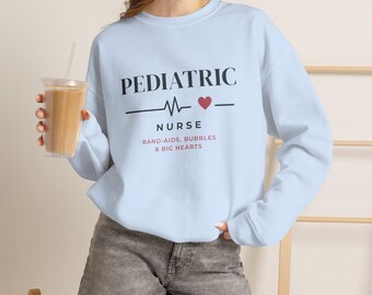 Pediatric Nurse Sweatshirt, Peds Nurse Gift, Nurse Christmas Gift, Nursing Sweatshirt, Heartbeat Pediatric Nurse Crewneck