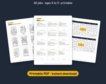 Future Careers Printable Games | 30 Jobs, Bingo, Flash Cards (Digital Download)