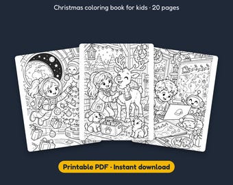 Christmas Coloring Book for Kids | 20 Careers, Santa Workshop, Reindeer, Snowmen (PDF Download)