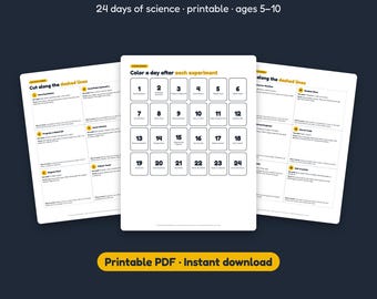 STEM Advent Calendar for Kids | 24 Days of Science Experiments, Christmas Countdown (Printable PDF)