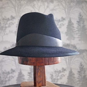 Claude Signature: Tall Fedora with signature Lehfeldt curved leather trim and french beauvais grosgrain binding image 1