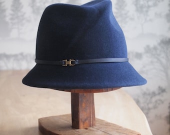 Agnes  II: Assymetrical fedora with diagonal crease in front crown and 2" brim