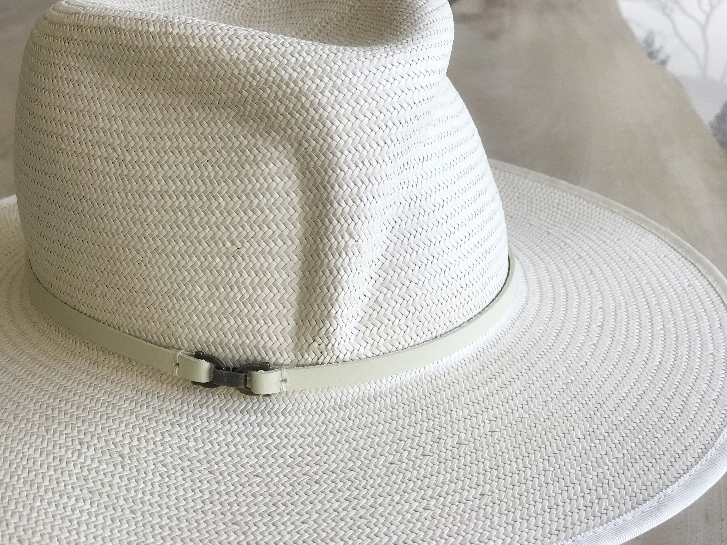 Loren: Ivory Glazed Toyo Straw Wide Flat Brimmed Hat With - Etsy
