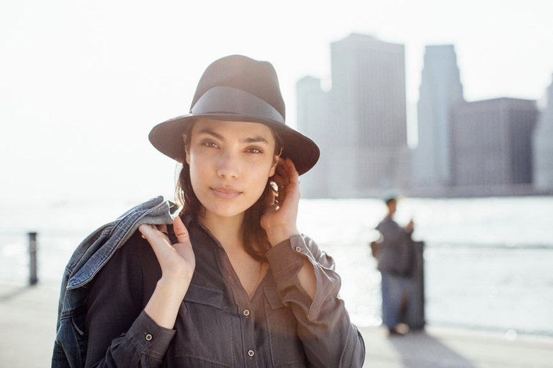 Claude Signature: Tall Fedora with signature Lehfeldt curved leather trim and french beauvais grosgrain binding image 5