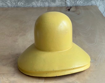 German-made block plaster hat block in 20's/70's shape floppy style with asymmetrical brim