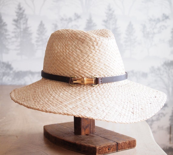 June: Doubled Natural Raffia Trilby Crown With Floppy Brim  display picture 2