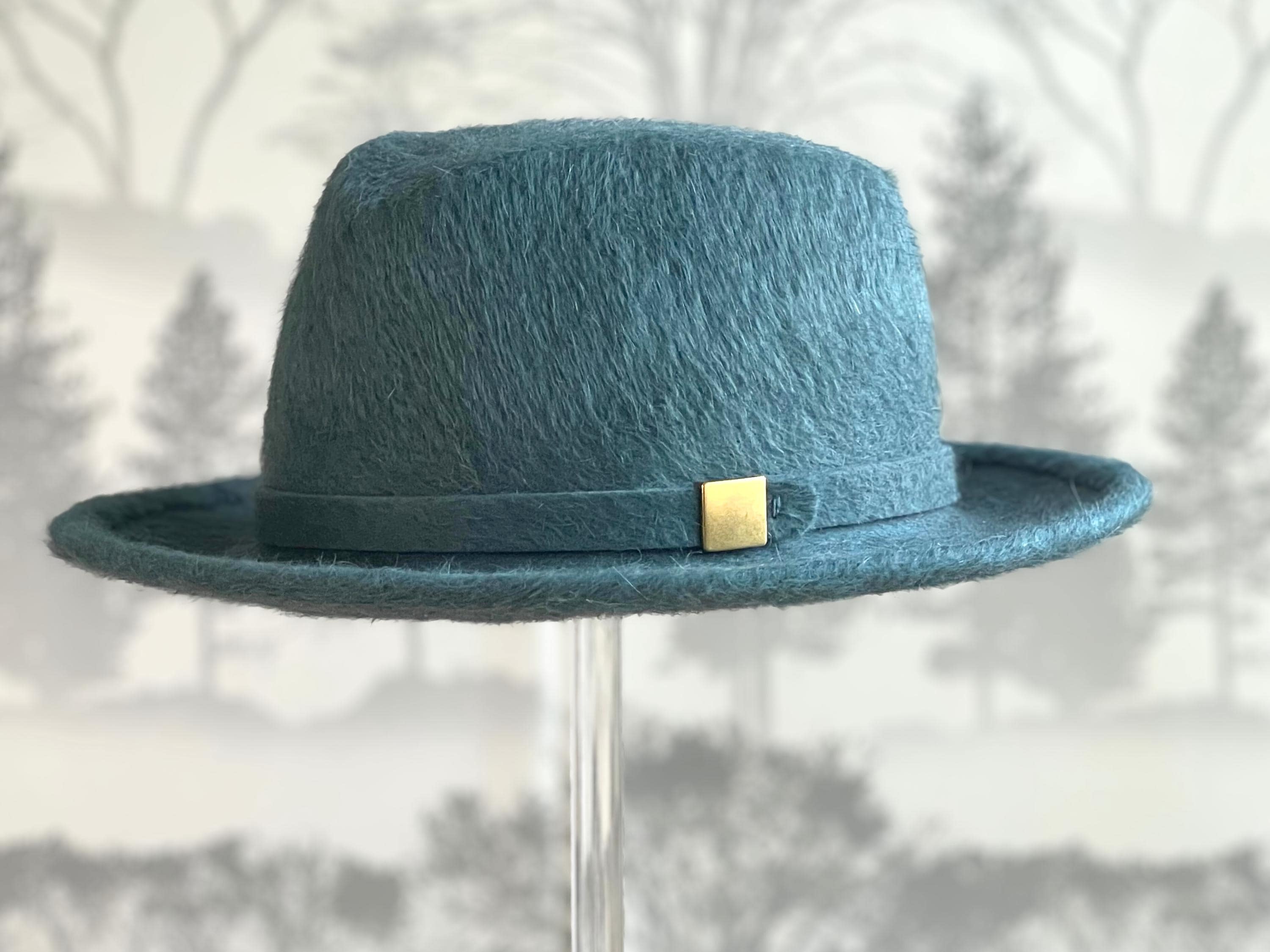 vintage 1970s gray mohair wide brim hat 70s fedora fuzzy wool classic timeless 1970s Stetson Pony Express Ravine Fedora Hat Black Felt Size  main image 4