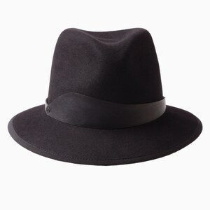 Claude Signature: Tall Fedora with signature Lehfeldt curved leather trim and french beauvais grosgrain binding image 2