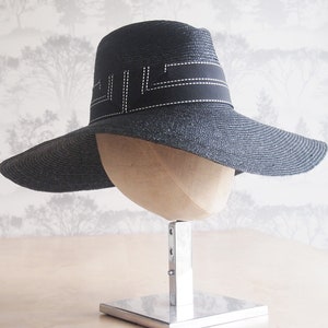 Black Milan Straw Braid with black and white grosgrain trim