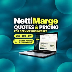 NettiMarge Quote Software & Pricing Calculator for Service Businesses | USD EUR JPY | Client Management, Job Planner | Digital Download