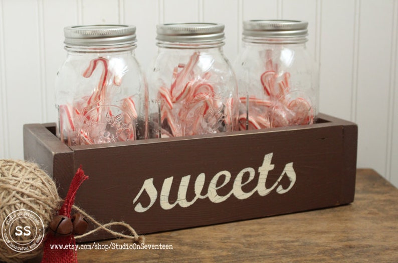 Wood Box with 3 Large 32oz Mason Jars Choose Color and Words Mason Jar Gift Box Mason Jar Centerpiece Mason Jar Personalized Box