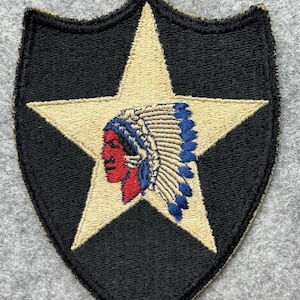 Vintage US Army 2nd Infantry Division Indianhead Patch Cut Edge 4x3
