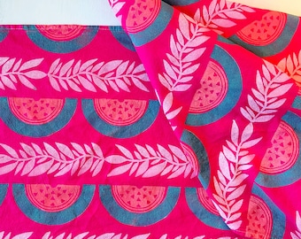 Watermelon Tea Towel - Hand Dyed Pink Melon Kitchen Dish Towel