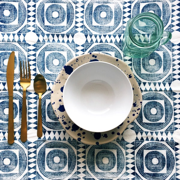 Moroccan Tile Napkin Set - Hand Printed Cloth Napkins - Geometric Pattern Reusable Napkin Set