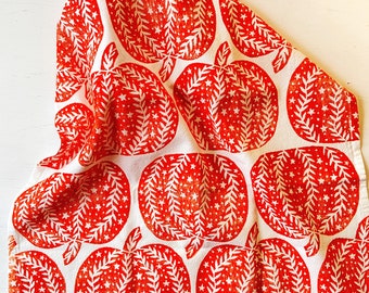 Pumpkin Tea Towel - Hand Printed Pumpkin Fall Kitchen Towel